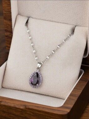 Necklace Women Purple Stone New.